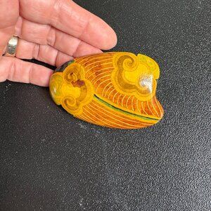 Vintage Rafael Sanchez Wooden Brooch Pin Pendant